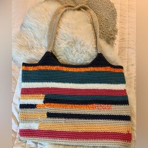 Free People Brand striped crochet tote bag Super soft and perfect size!!!